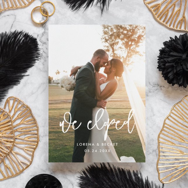 Faire-part Nous avons élopé Contemporain moderne photo mariag (Créateur téléchargé)