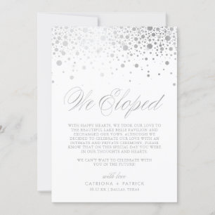 Faire-part Nous Avons Elopé Faux Silver Foil Confetti Mariage