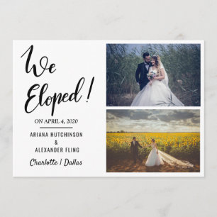 Faire-part Nous avons Elopé manuscrit Décontracté Deux Mariag