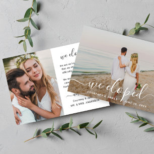 Faire-part Nous Avons Elopé Script Minimaliste Mariage Photo
