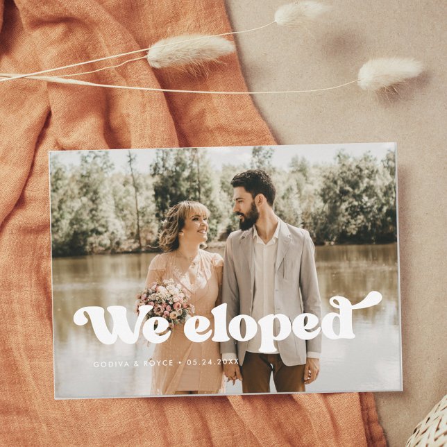 Faire-part Nous avons élopé Stylish retro mariage photo (Créateur téléchargé)
