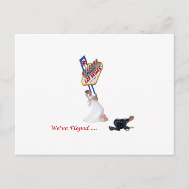 Faire-part Nous avons Eloped... Las Vegas Carte Postale Marié (Devant)