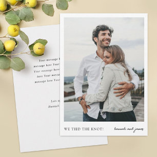 Faire-part Nous avons lié le Mariage Knot Simple Photo Elopem