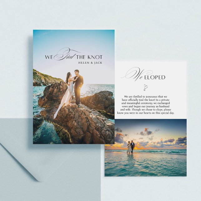 Faire-part Nous avons lié le noeud Mariage d'été 2 photos (Créateur téléchargé)