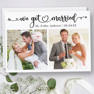 Faire-part Nous avons marié Calligraphy Heart 2 Mariage photo
