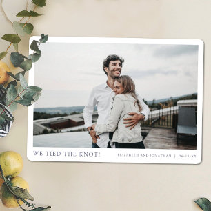 Faire-part Nous avons noué le nœud ! Mariage en fuite photo m