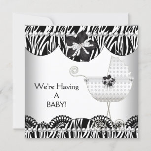 Faire-part Nous avons un BÉBÉ en route ! Zèbre noir et blanc