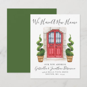 Faire-part Nous Avons Une Nouvelle Maison Porte Rouge Aquarel