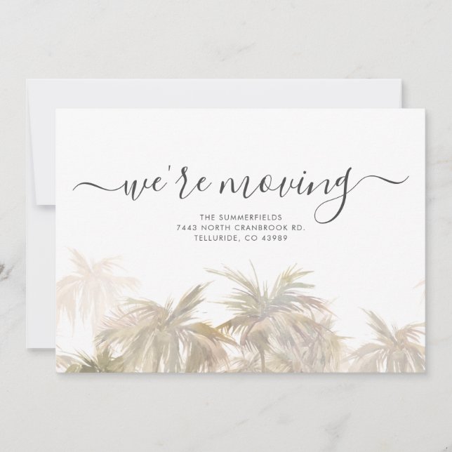 Faire-part Nous déménageons Adresse Palm Trees Moved (Devant)