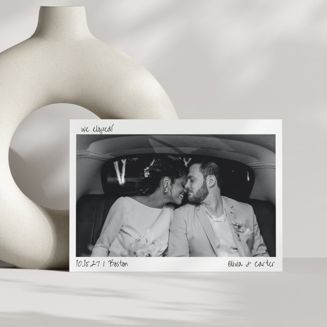 Faire-part Nous nous sommes enfuis Photo Écriture manuscrite  (Créateur téléchargé)