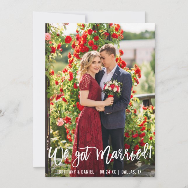 Faire-part Nous Nous Sommes Mariés Bracelet Script Photo (Devant)