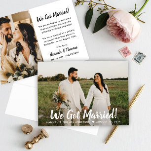 Faire-part Nous nous sommes mariés Brush Script Photo Mariage