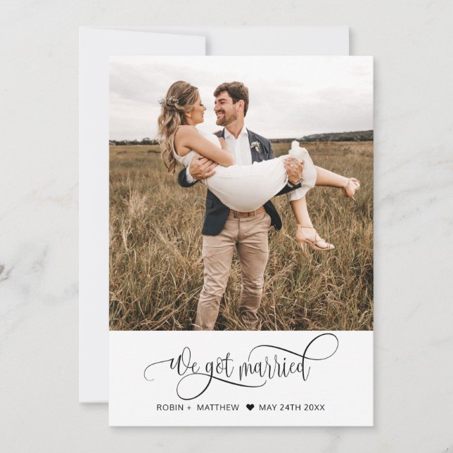 Faire-part Nous Nous Sommes Mariés, Élégant Mariage Photo (Devant)