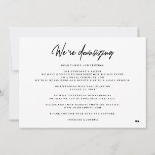 Faire-part Nous réduisons la taille d'un mariage élégant mini
