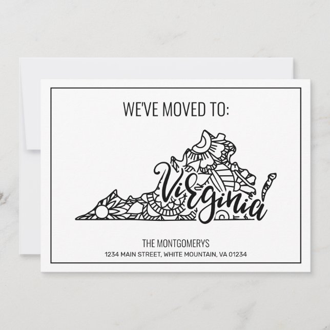 Faire-part Nous sommes allés en Virginie State Floral Mandala (Devant)