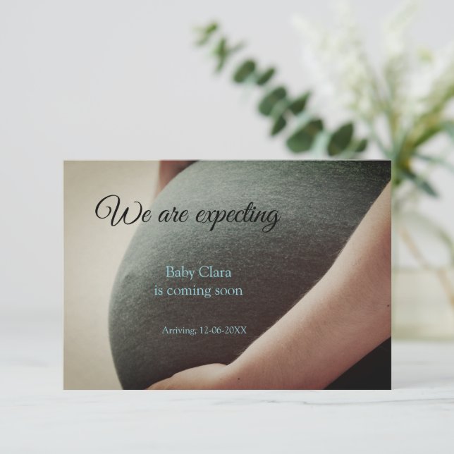 Faire-part nous sommes enceinte ajouter nom bébé date grosses (Debout devant)