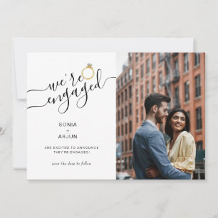 Faire-part Nous sommes engagés avec le fiançailles photo du c