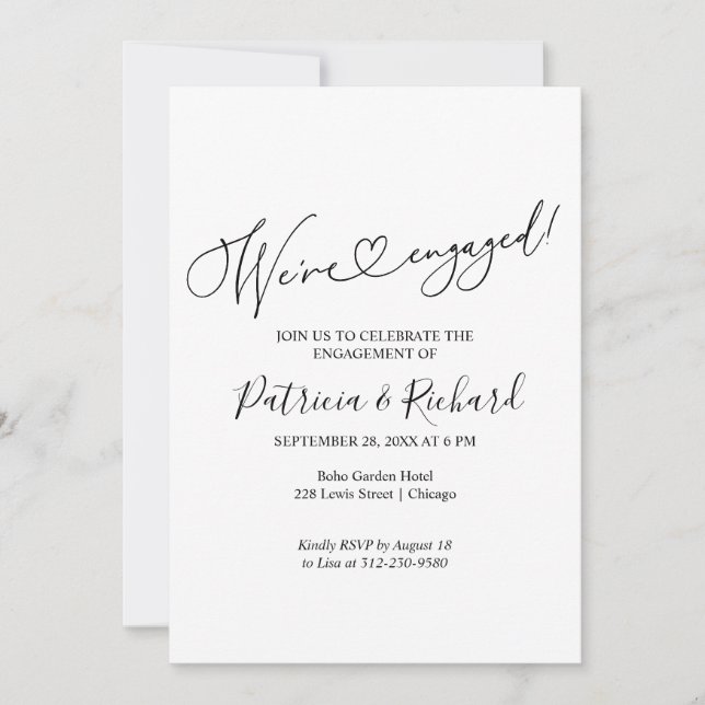 Faire-part Nous sommes fiancés Cartons d'invitation pour une  (Devant)