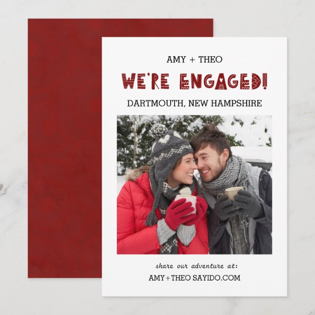 Faire-part Nous sommes fiancés Photo Moderne Tendance Cool Fi (Devant / Derrière)