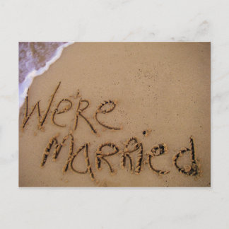 Faire-part Nous sommes mariés avec une carte postale de sable