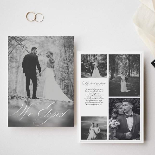 Faire-part Nous sommes partis en elopement Calligraphie moder (Créateur téléchargé)