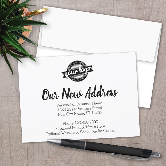 Faire-part Nouveau changement d'adresse avec logo d'entrepris (New Address Announcement Card with Logo)