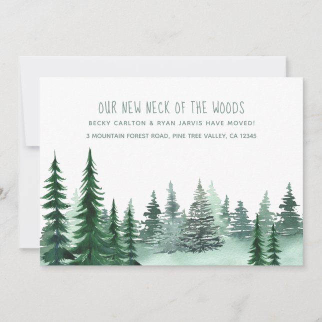 Faire-part Nouveau cou de la forêt Bois Forêt Pin Moving (Devant)