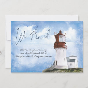 Faire-part Nouveau Home Beach Lighthouse Nous Avons Déménagé