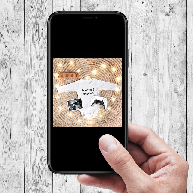 Faire-part Nouveau joueur Chargement Funny Sonogramme Photo G (new player loading funny pregnancy announcement card sonogram ultrasound photo)