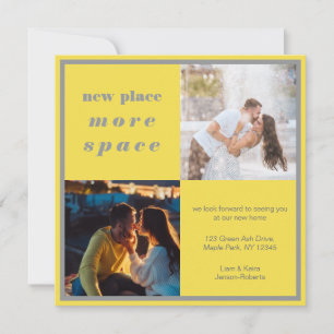 Faire-part Nouveau Lieu Plus d'Espace 2 Photo Jaune Gris Démé