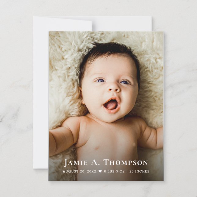 Faire-part Nouveau Merci photo bébé Coeur naissance moderne (Devant)