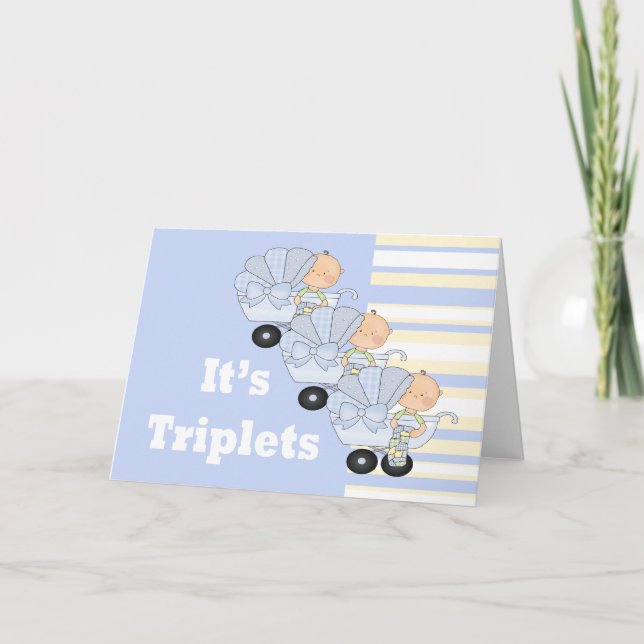 Faire-part Nouveaux garçons de triplet de bébé (Devant)