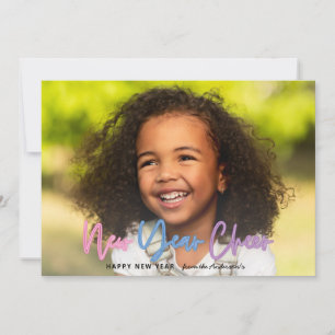 Faire-part Nouvel an photo brillant moderne coloré néon