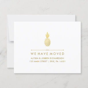 Faire-part Nouvelle adresse avec un ananas doré élégant