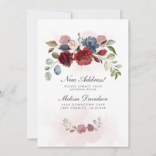 Faire-part Nouvelle adresse Bourgogne Floral Nouvelle maison