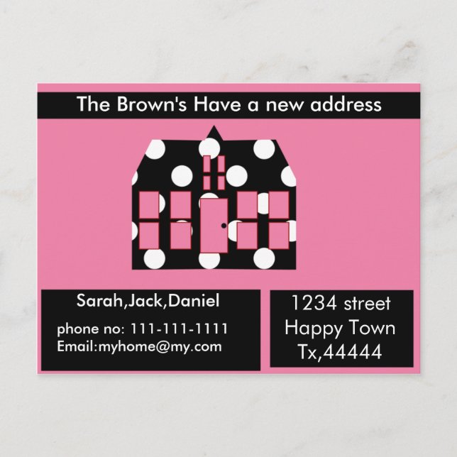 Faire-part Nouvelle adresse carte postale (Devant)