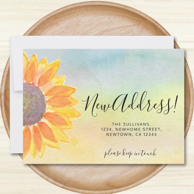 Faire-part Nouvelle adresse Colorful Sunflower Moving Faire-p (Créateur téléchargé)