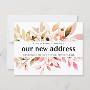 Faire-part Nouvelle adresse Couleurs d'automne Floral Moving
