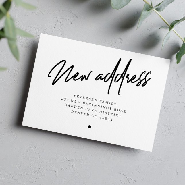 Faire-part Nouvelle adresse script moderne mouvement (Créateur téléchargé)