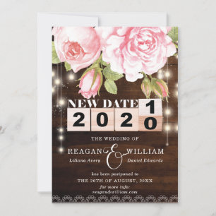 Faire-part Nouvelle Date Mariage Élégant Rustique