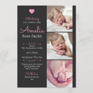 Faire-part Nouvelle fille faire-part/carte de remerciements A