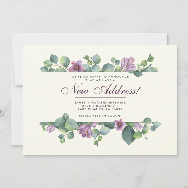 Faire-part Nouvelle maison Botanique Nous avons déménagé Euca (Devant)