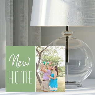 Faire-part Nouvelle Maison Élégante Photo de Famille Vert Sau