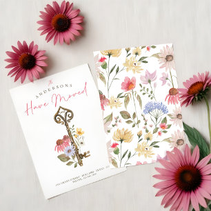 Faire-part Nouvelle maison Fleur sauvage aquarelle Floral Vin