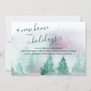 Faire-part Nouvelle maison pour les fêtes de Noël Forêt hiver