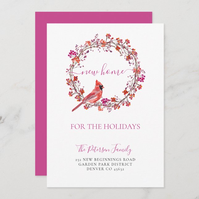 Faire-part Nouvelle maison pour les vacances Noël déménage (Devant / Derrière)