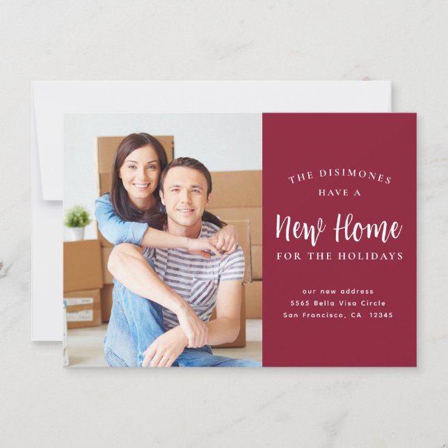 Faire-part Nouvelle Maison Pour Vacances Photo Red Moving (Devant)