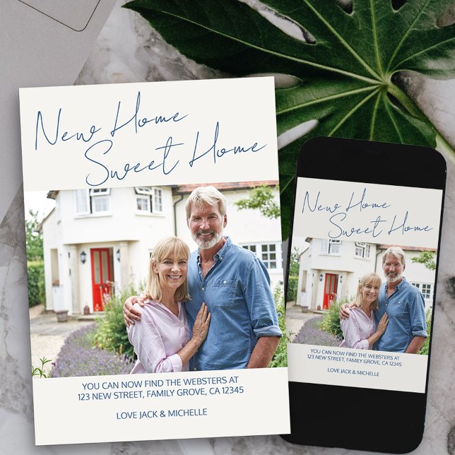 Faire-part Nouvelle maison Sweet Home Script Décontracté Phot (home sweet home new address photo card available printed or as printable digital download)
