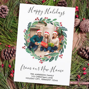 Faire-part Nouvelle maison Verdure Wreath Photo Holiday Movin