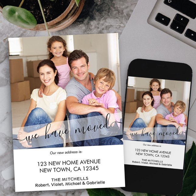 Faire-part Nouvelle Photo Accueil Nous Avons Déplacé Élégant  (script photo new address card available printed or as printable digital download)